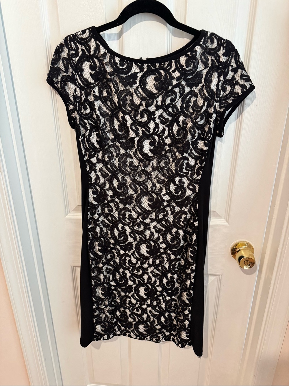 Ralph Lauren Midi Sheath Green Label Black Lace Dress Size 8